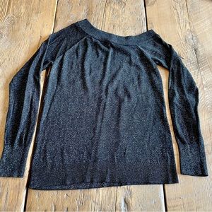 🍂2/$20 Black Shimmer Off Shoulder Knit Top